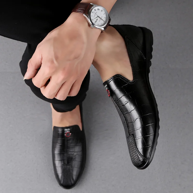 

Summer Men Loafers shoes genuine Leather Shoes Men Luxury flats Brand Casual Slip On Soft Men's moccasins Dress Shoes L5