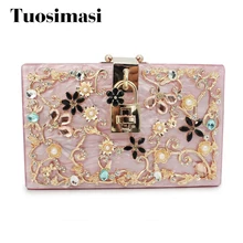 Роскошный алмаз Резные полый замок акриловые замшевые женские вечерние вечерняя сумка, клатч, Сумочка через плечо, сумка откидной кошелек(c164