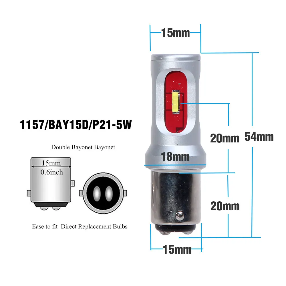 2 Bosmaa Автомобильный светодиодный стоп сигнал 1200Lm 1156 PY21W T15 1157 P21/5W BAY15d S25 CSP
