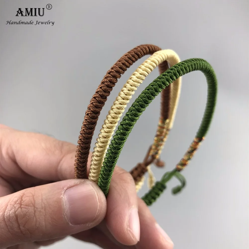 AMIU 3PCS Tibetan Jewelry Buddhist Good Lucky Charm Tibetan Bracelets & Bangles For Women And Men Handmade Knots Bracelet