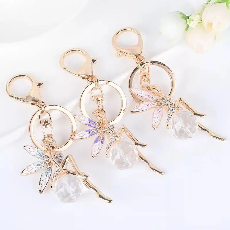 Creative Classic Crystal Fairy Key Ring Rhinestone Car Keychain Charm Jewelry Female Bag Pendant Accessories Gift | Украшения и