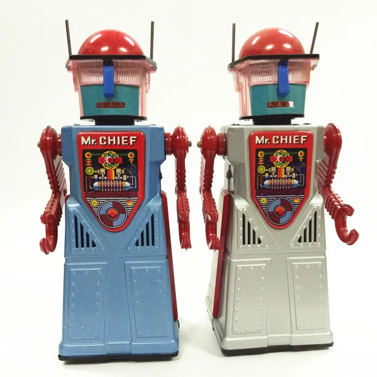 

Antique Style Tin Toys Wind Up Toys Robots iron Metal Models for Children/Adult Home Decoration Craft TR2054 Dress Mr. Chief