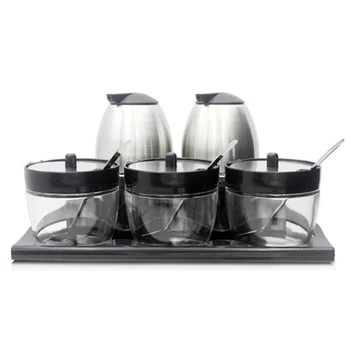 

5pcs Stainless Steel Magnetic Seasoning Pot Salt shaker Salt Pepper Set spice Cruet Condiment Box Cooking Bottle Kitchen Tools