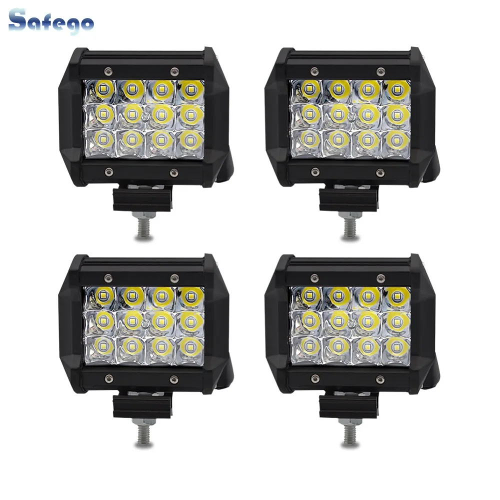

Safego 4pcs 36W LED Flood Work Light Three Row 12*3W LED Chips Offroad Car Light Fog Light For Trunk Boat Tractor 60 Degree
