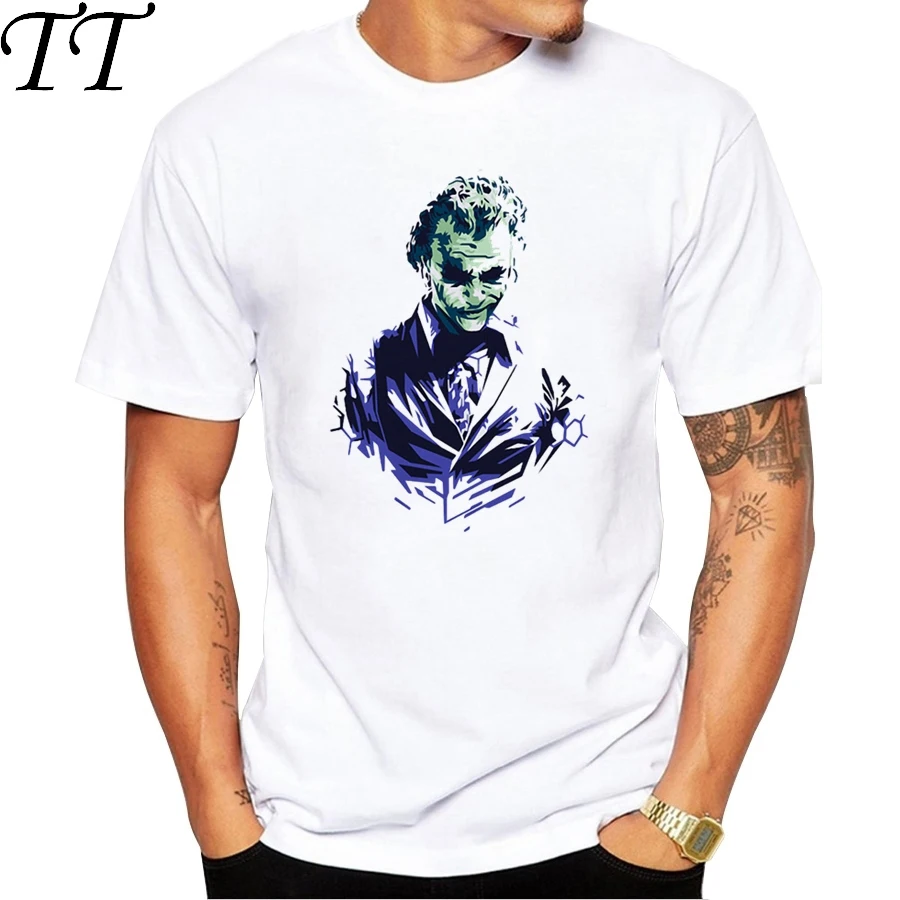 Men's Sad Joker Print T-Shirt Cool Animal T shirt For Men Summer White T shirt  Hipster Tees la528