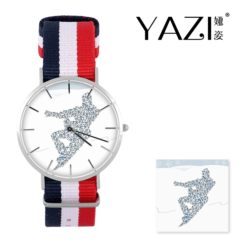 

YAZI Personalized Wrist Watch Figure Skater Quartz Watch Nylon Band Stainless Steel Case Waterproof Watch Memory Gift For Friend