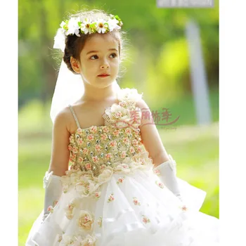 

2020 Colorful Flower Girl's Bridal Veil With Wreath Wedding Veil For Girls