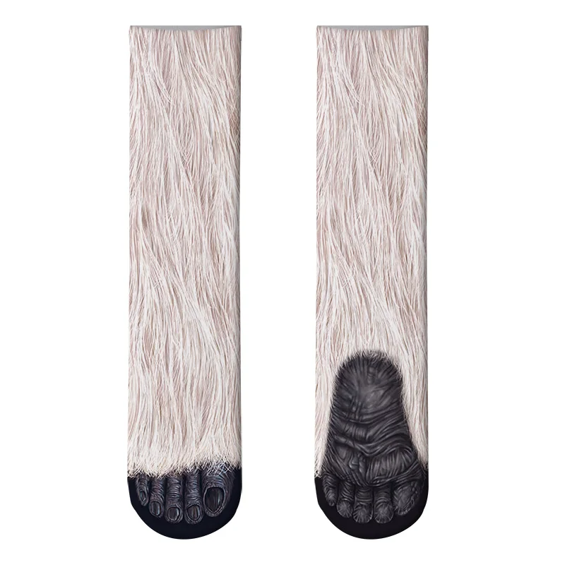 Новые носки с объемным принтом в виде лап животных для взрослых, длинные эластичные дышащие носки унисекс с рисунком кота, собаки, лошади, зебры, свиньи, кошки - Цвет: N9