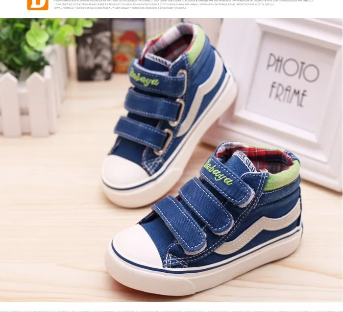 2016 New Jeans Children Shoes Brand Autumn Canvas Patchwork Hook Loop Rubber Kids Shoes Fabric Blue Navy Red Girls  Boys Sneaker 484 (7)