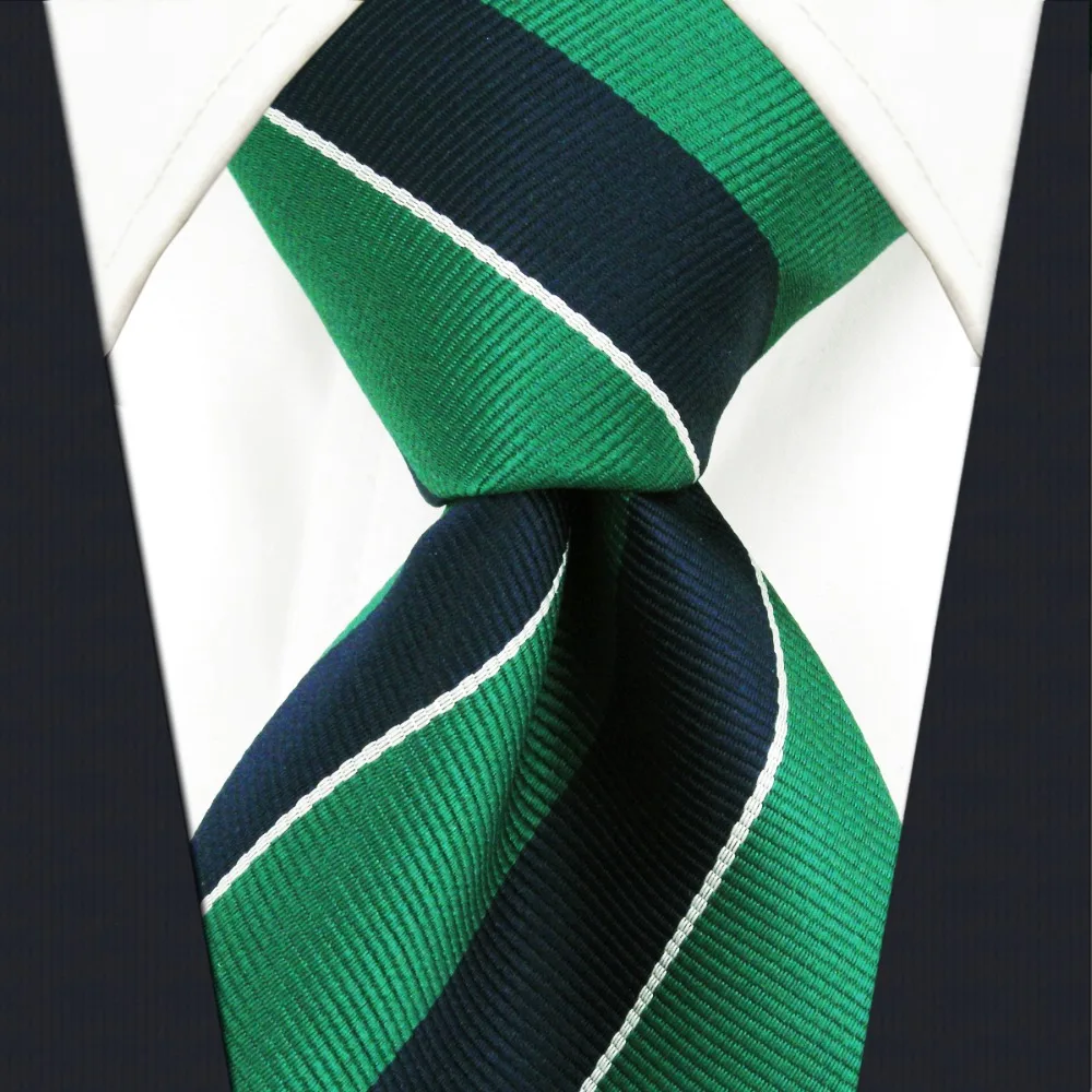 Y27 темно-зеленый полосатый удлиненный мужской галстук шейный платок-Галстук 63"