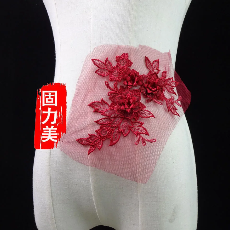 

1pc blue pink gold gray purple burgundy sapphire 3D luxury flower applique for Women wedding evening Dress Clothes Decor patch