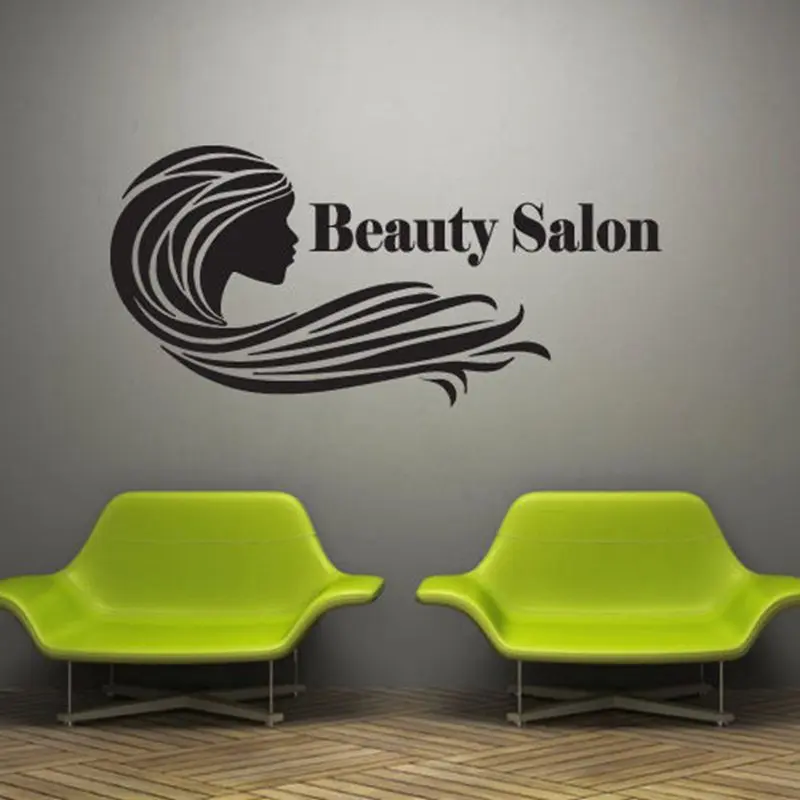 Hair Salon Sticker Beauty Scissors Decal Haircut Name Posters Vinyl