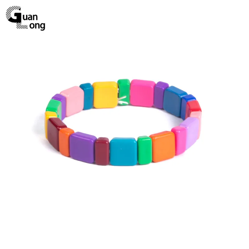 

GuanLong Vintage Resin Cuff Charm Bracelet Bangles Adjustable for Women Fashion Jewelry Stretch Acrylic Bracelets for Girls 2019