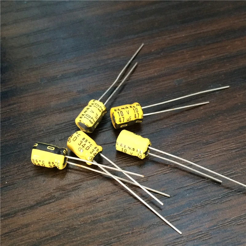 100pcs 47uF 10V ELNA Yellow 5x7mm 10V47uF Audio capacitorin Capacitors from Electronic