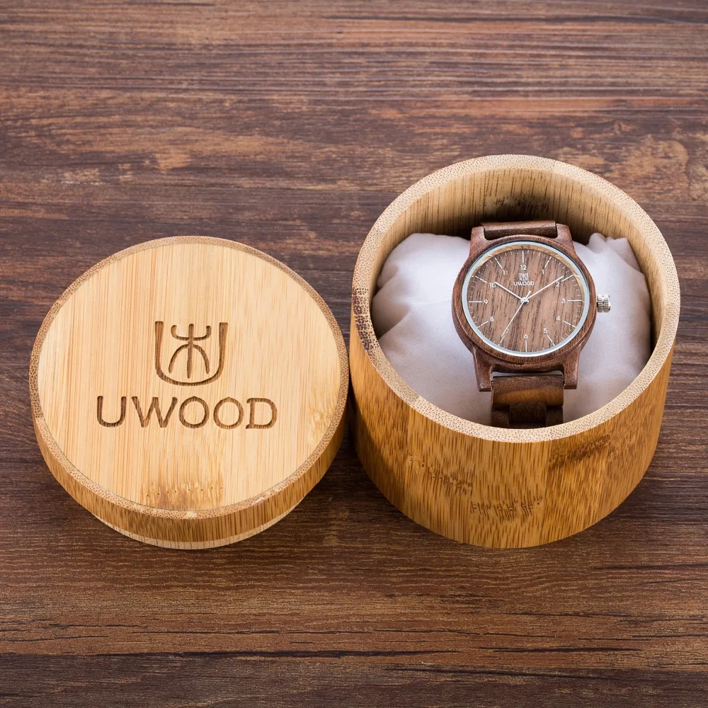 Fashion luxury brand casual black walnut wood watch natural sandal wooden quartz watches for men women best gifts with gift box kaslin cveta oreh caslin color black walnut