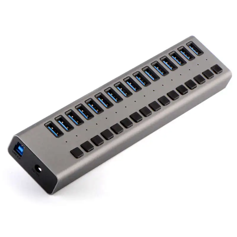 Acasis Usb Hub 3,0 высокоскоростной 16 порт Usb 3,0 концентратор разветвитель вкл/выкл переключатель с 12 В 6А шнур питания для Macbook ноутбука ПК