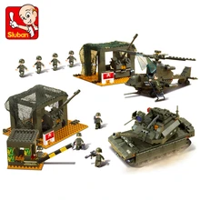 SLUBAN 7100 1086 Pcs Avião de Canhão Do Tanque Do Caminhão Modelo Do Exército Militar Building Block Brinquedos Figura Presente Para Crianças Compatível Legoe