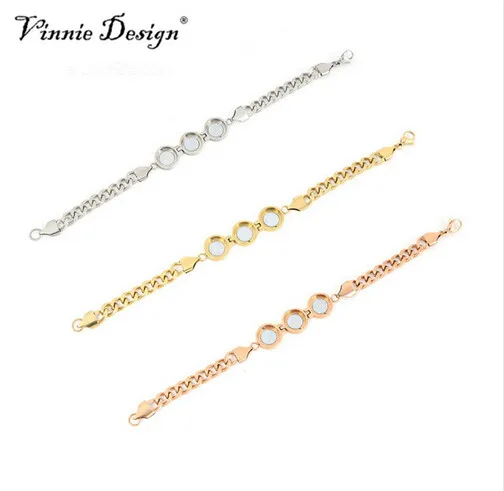 Vinnie Design joyería 22 cm Acero inoxidable cambio pulsera con 3 unids intercambiables pequeño XS monedas Vinnie Design joyería 22 cm Acero inoxidable cambio pulsera con 3 unids intercambiables pequeño XS monedas