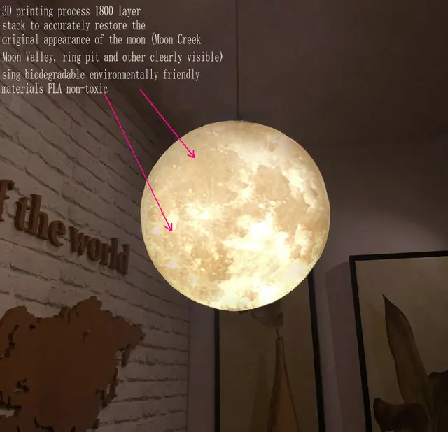 Print Three Dimensional Moon Pendant Lights Modern Simple Led Print Three Dimensional Moon Pendant Lights Modern Simple Led Light Living Room Bedroom Lamparas Colgantes