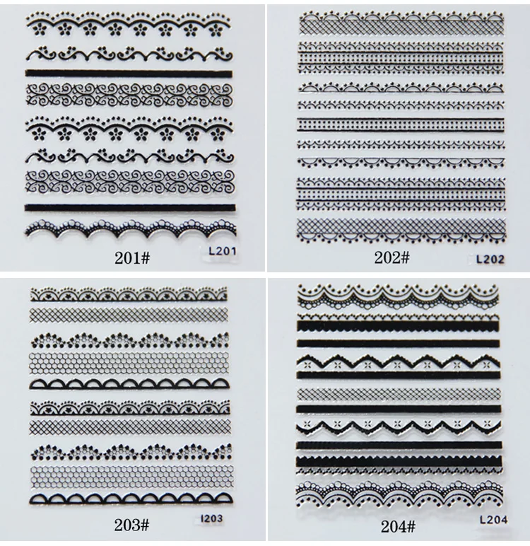 5 листов/партия, черные кружевные наклейки для ногтей, лак для ногтей,, однотонная бумага, тонкие наклейки с пятиконечной звездой