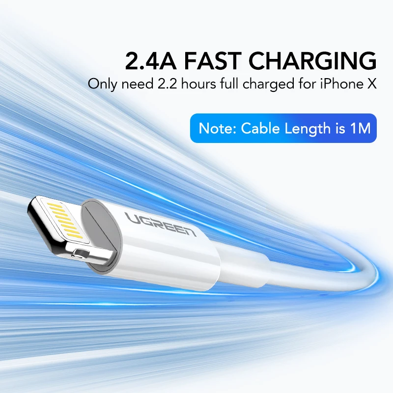 Зарядное устройство USB Ugreen 5 В 2 1 А MFi кабель для iPhone Xs Max XR быстрое зарядное X 8 7