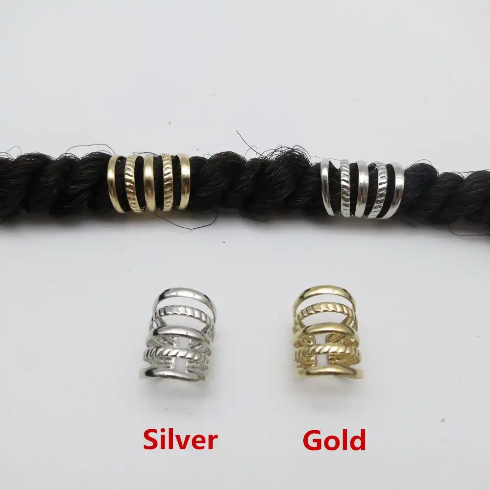 5 Pcs Dreadlock Beads Adjustable Hair Braid Rings Cuff Clips Tube For Braiding