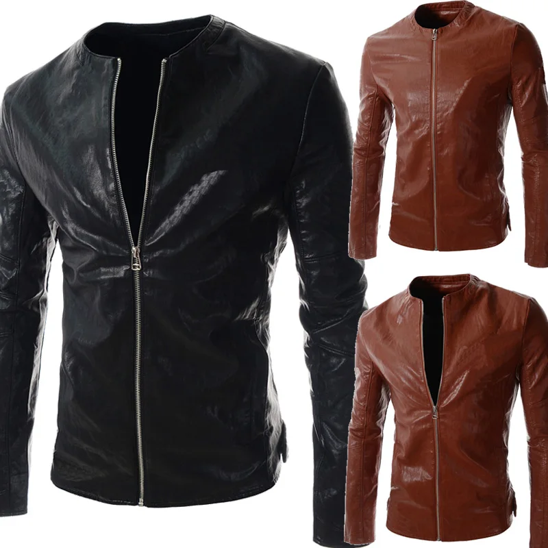 Black 2016 Faux leather Motorcycle Dress Casual Boys Joker Vest