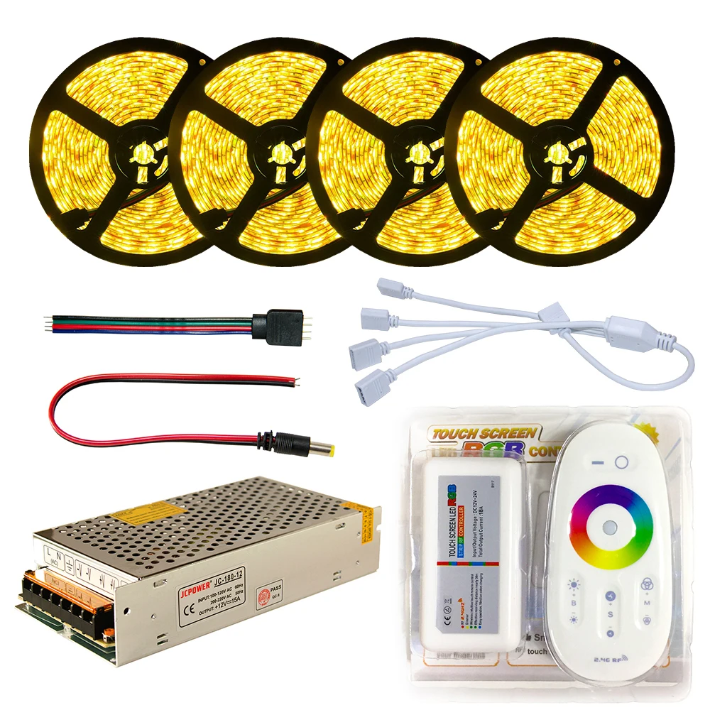 

LED Strip set DC12V SMD 5050 RGB RGBW Diode Waterproof Led Tape + Remote Controller + Power supply Flexible Light Ribbon 20M 5M