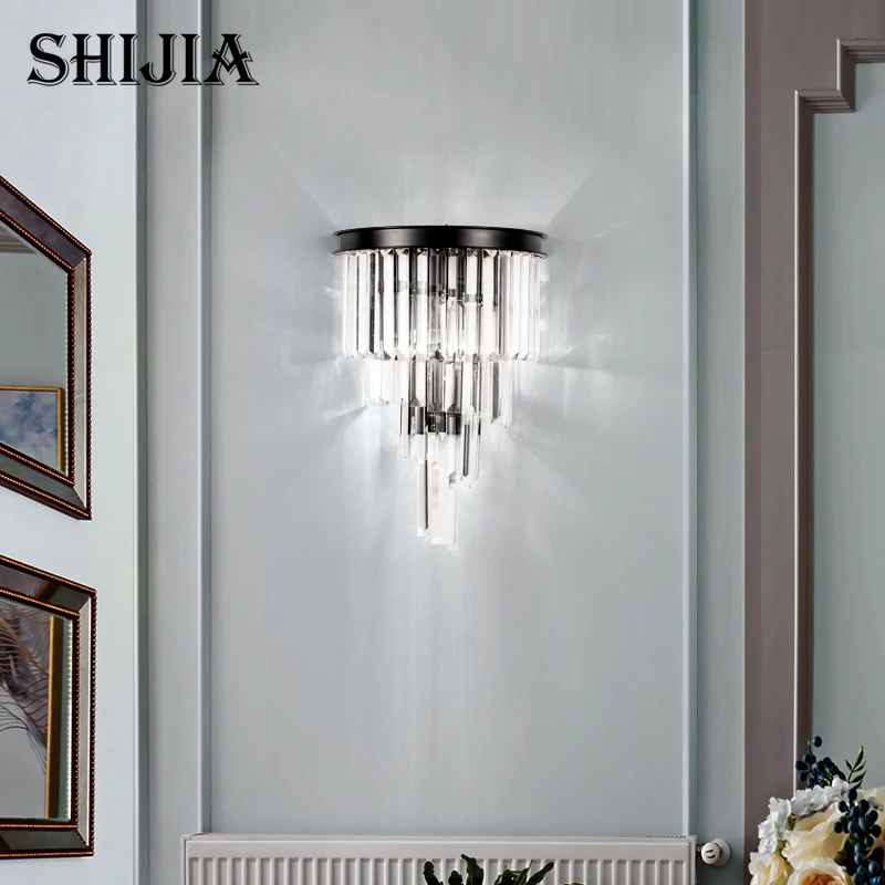 

American Country Iron Glass Crystal Wall Light Lamp LED Retro Classic Clear/Amber/Smokey Grey Glass Crystal Wall Lamp Light LED