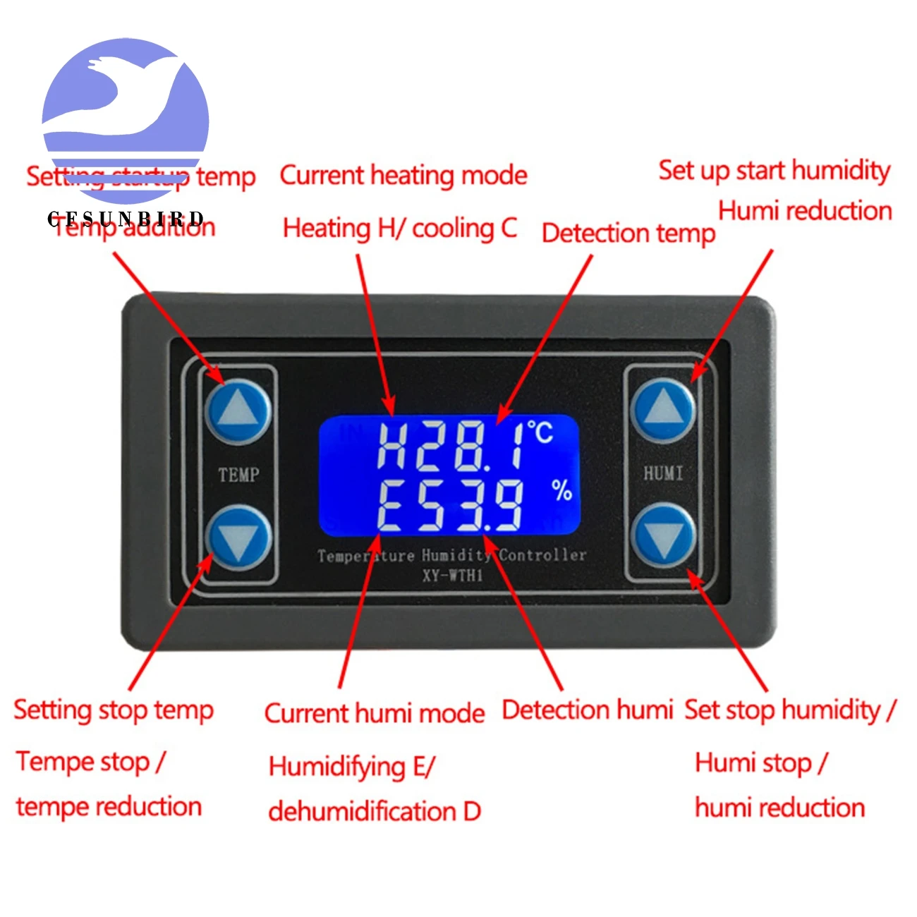 Термостат контроль температуры и влажности термометр контроллер гигрометра модуль реле DC 12 В светодиодный цифровой дисплей двойной выход