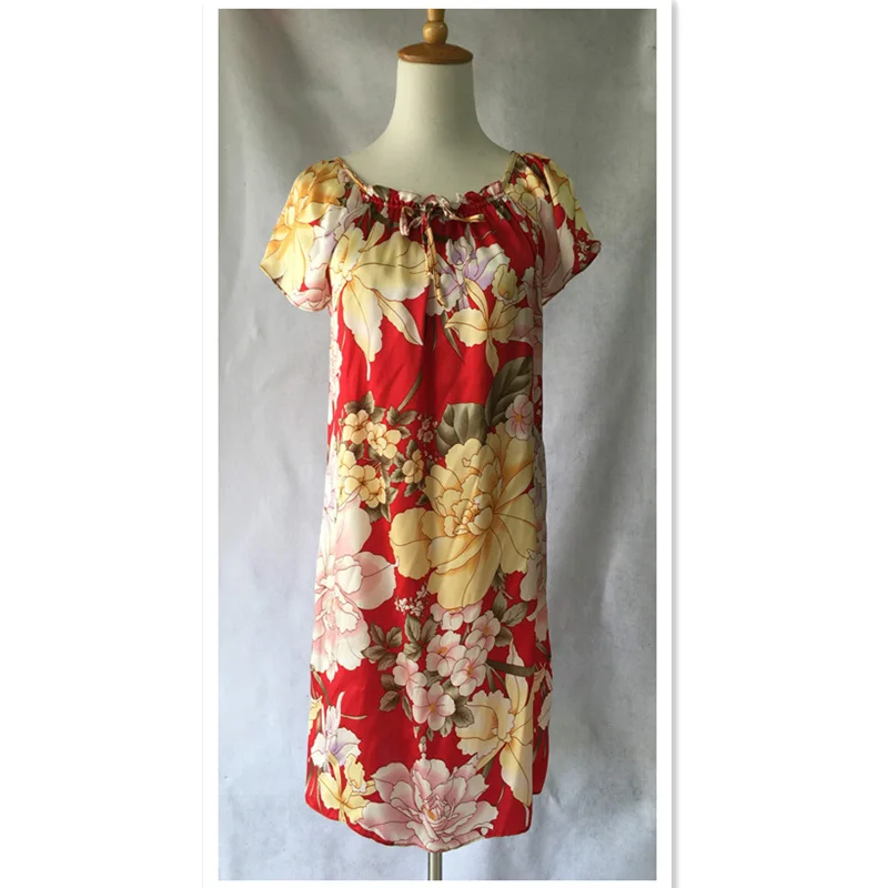 

Free shipping 100% Pure Mulberry Floral Silk Nightgown Basic Nightwear Soft Sleepwear for Skin Care Summer Dress Multicolor