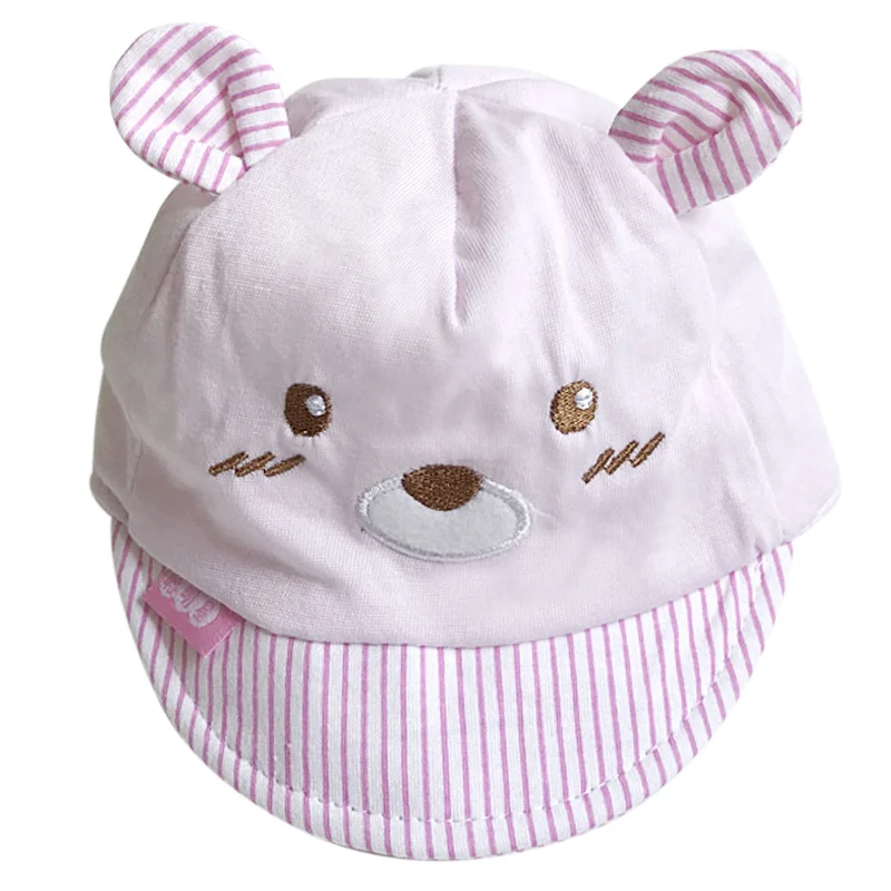 

WEIXINBUY Newborn Kids Hats Bear Partern Baby Baseball Soft Caps Boy Infant Sun Hat With Ear Sunscreen Boys Hat For 0M-6M