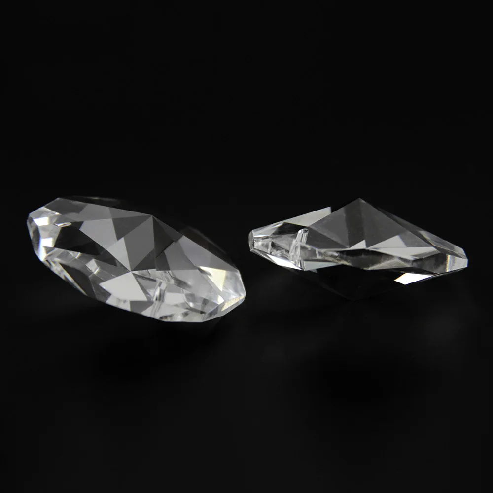 50 шт./лот прозрачные Восьмиугольные кристаллы в 2 отверстия свободные бусины K9 стекло для хрустальной люстры