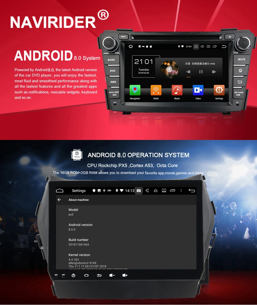Cheap Navirider CAR DVD Android 8.0.0 8-core touch screen car stereo for kia CEED 2014 autoradio gps head unit parts map camera gift 0