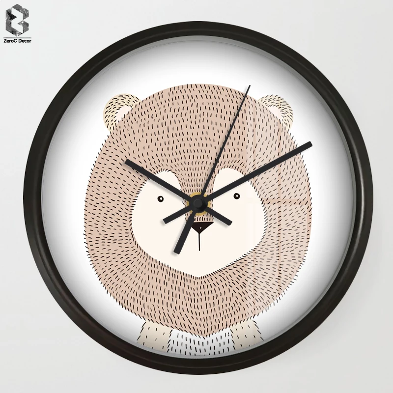 

Chic Art Wall Clock Cartoon Lion For Kids Room Wall Decor, Nursery Decorative Mute Quartz Clocks Saat Home Decoration