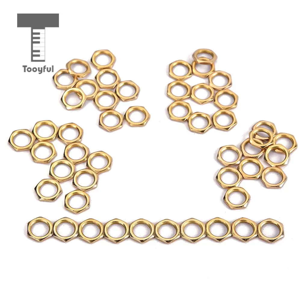 Tooyful 50 Pack Guitar Bass Jack Socket Nut Thin Nut for Guitar Parts Accessories 8mm Diameter
