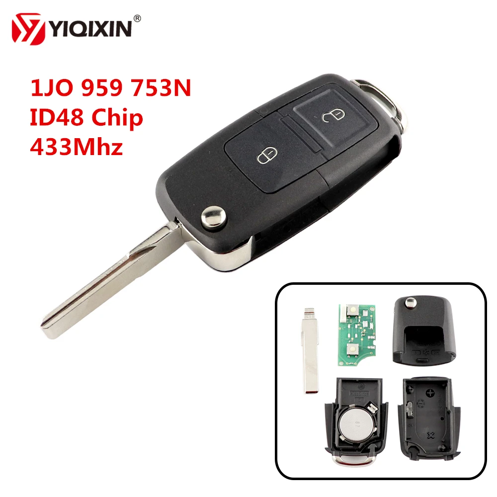 Chiave/Telecomando Per Volkswagen Volkswagen 1998-2002 - 2 Pulsante Di Vibrazione Pieghevole Di Controllo 1jo 959 753n 433mhz Con Id48 Chip Volkswagen - HTB1DOf9bozrK1RjSspmq6AOdFXa1