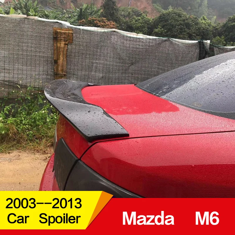 Использовать для старой Mazda 6 спойлер 2003 04 05 06 07 08 09 10 11 12 13 лет Глянцевая углеродное волокно/FRP заднее крыло R стиль спойлер, аксессуары