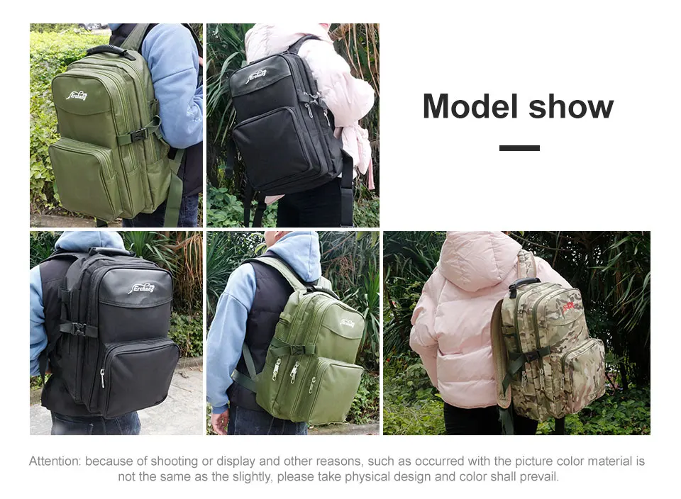 Camo dos Homens Dois em um Mochila ao ar Bolsa de Pesca Erchang Mochila Militar Lazer Esportes Livre Grande Capacidade Multifuncional Esporte 13 Bolsas de pesca