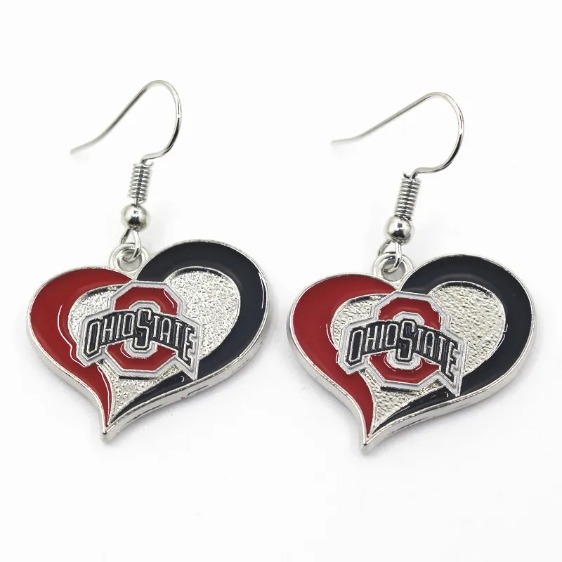 

New Arrive Heart Earring OHIO STATE Charms Earrings Jewelry Women Errings 6pair/lot