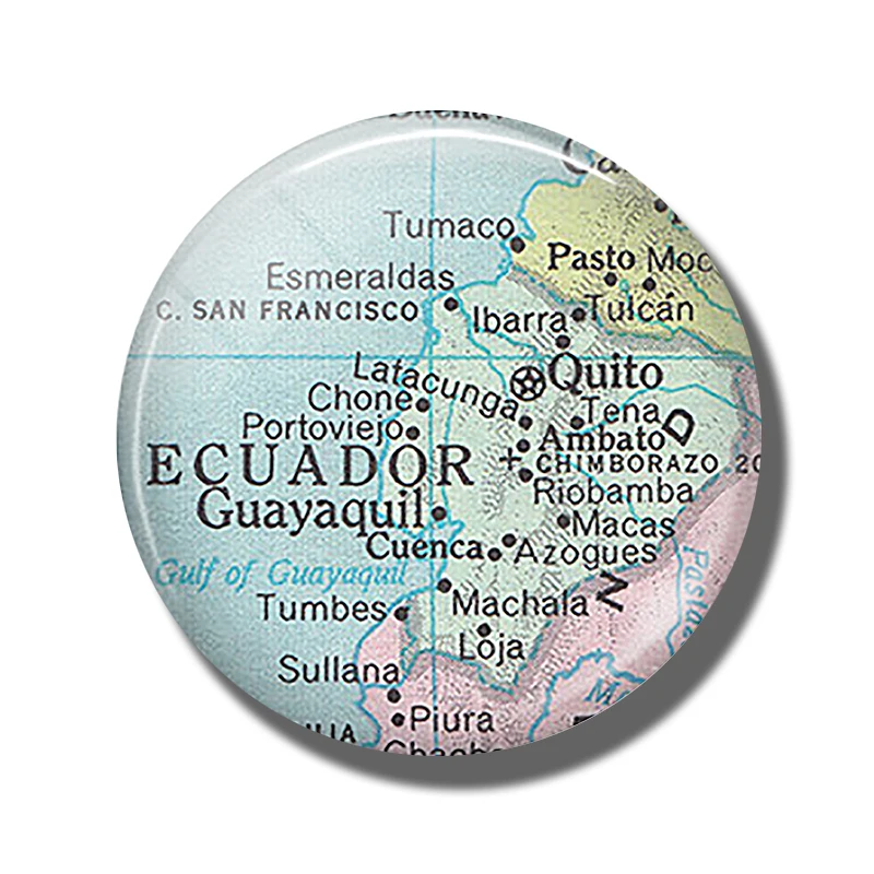 

The Republic of Ecuador Map 30 MM Fridge Magnet Quito Map Glass Dome Magnetic Refrigerator Stickers Note Holder Home Decoration