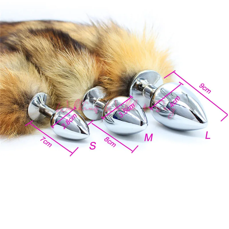 Sml Size Fox Tail Stainless Steel Butt Plug Anus Insert -1330