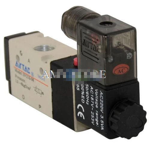 3V210-08 1/" BSP DC 12 V/24 V AC 24 V/36 V/110 V/220 V/380 V 3 way 2 позиционный пневматический Электрический электромагнитный клапан Air aluminum