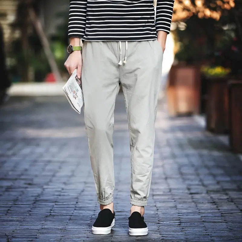 

SHUJIN Men Summer Casual Harem Linen Pants 2019 Harajuku Jogger Pants Men Fitness Trousers Male Chinese Style Clothe Plus size