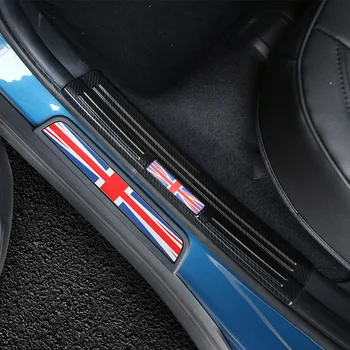 

4pcs Union Jack Carbon Fiber Door Sill Protector Pedal Welcome Plate Sticker For Mini Cooper F60 New Countryman Accessories