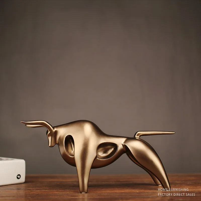 

Abstract Resin Fortune Cow Statue Ornaments Crafts Modern Home Decoration Accessories Gifts Living Room Or Bedroom Decor