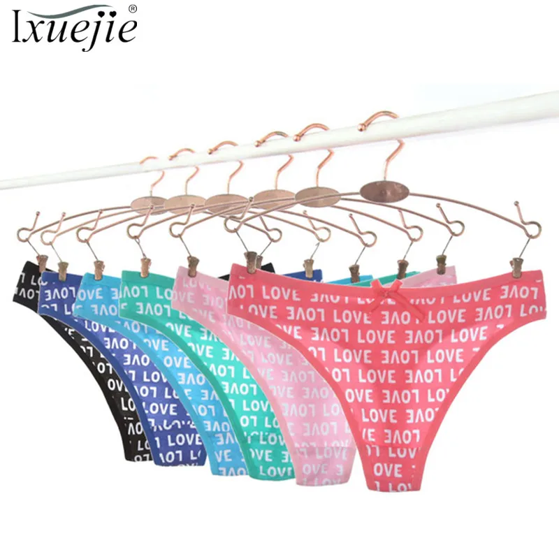 

Ixuejie 6pcs/lot Fashion Printing Letter Cotton Underwear Women G String Comfortable Panties Sexy Thong