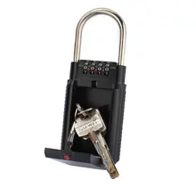 Key Lock Box Outdoor Safe Big Capacity Key Storage Organizer With 4 Digit Password Keys Hook Padlock-Door Handle for Outdoor Use