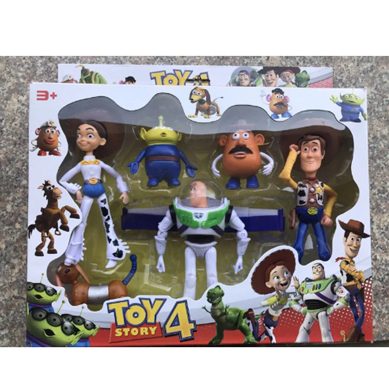 

Two style Buzz Lightyear Toy Story 4 Cartoon Woody Jessie Slinky Dog forky Action figure collectible Doll toys for children