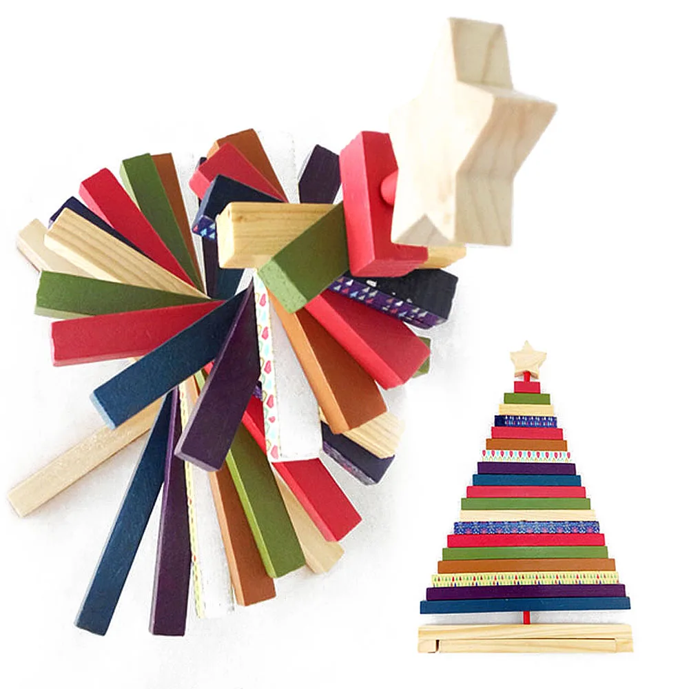 Деревянный дождь, цветной, в полоску вращающаяся Рождественская елка детская игрушка для взрослых Детский образовательный Рождественский подарок строительные игрушки